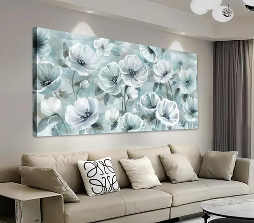 Miniatura 6 de Yearainn Lienzo decorativo para pared, diseño floral índigo, en frasco, botella de flores botánicas, 20 x 40 pulgadas, decoración de pared para sala