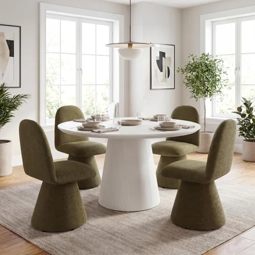 Miniatura 8 de DUOMAY Juego de 2 sillas de comedor giratorias de 360°, modernas de mediados de siglo, tapizadas con respaldo alto, base giratoria silenciosa, silla