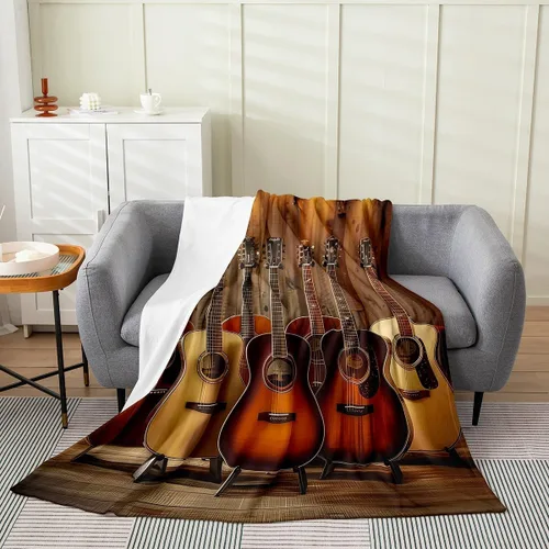 Miniatura 27 de Castle Fairy Manta de forro polar con botas de vaquero, manta de guitarra musical bohemia para niños y niños, manta de vaquera rústica occidental