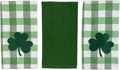 Miniatura 19 de Serafina Home Toallas de cocina de mano para invitados de baño irlandeses del día de San Patricio: suave y absorbente bordado, diseño de trébol