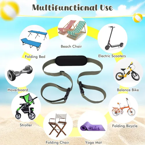 Miniatura 7 de Sanwuta Correa de transporte ajustable para silla de playa, correas para silla de camping, plegables, para playa, mochilero, bicicletas plegables