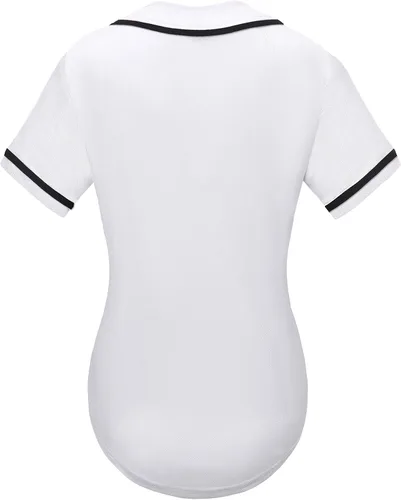 Miniatura 2 de babyhealthy Camiseta de béisbol para mujer, con botones, lisas, hip hop, softbol, deportiva, camiseta deportiva