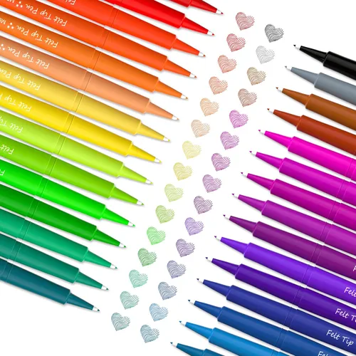 Miniatura 2 de Lelix 30 bolígrafos de punta de fieltro de colores variados, bolígrafos de punta media para diario, escritura, tomar notas, colorear cronogramas, 30