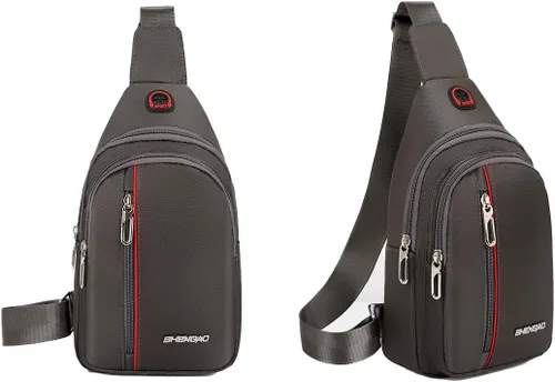 Miniatura 2 de Bolso cruzado pequeño para el pecho, hombro, bolsa de viaje, mochila casual para hombres y mujeres con agujero para auriculares, resistente al agua