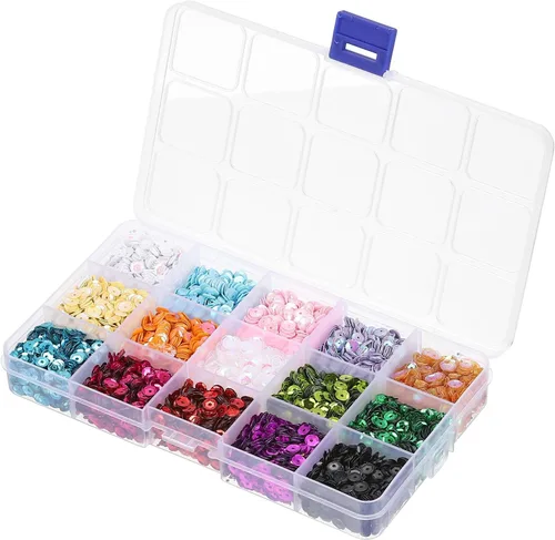 MECCANIXITY Lentejuelas sueltas de 0.197 in iridiscentes taza de lentejuelas bordadas para hacer joyas, manualidades, costura, 15 colores