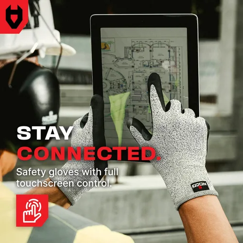 Miniatura 8 de NoCry Guantes de trabajo resistentes a cortes profesionales para hombres y mujeres con agarre firme y palmas impermeables — Puntas táctiles y pulgar