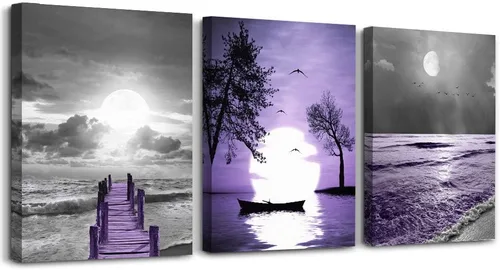 Miniatura 14 de Lienzo con temática de vida oceánica azul, pinturas artísticas de pared para sala de estar, obras de arte de pared, animales marinos, caballo