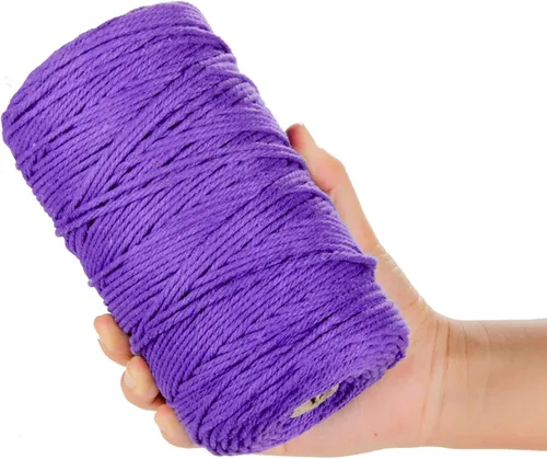 Miniatura 3 de POZEAN Cordón de macramé de 0.118 pulgadas, 0.118 pulgadas, 220 yardas (unos 656.2 ft), hilo de macramé de algodón 100% natural para colgar