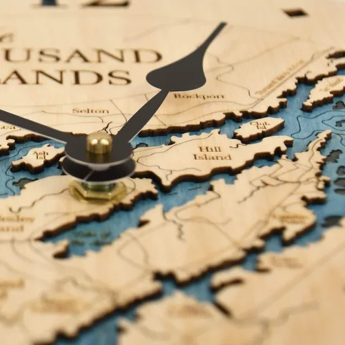 Miniatura 7 de Sea & Soul Thousand Islands - Reloj de pared de 12 pulgadas, hecho a mano en los Estados Unidos, reloj topográfico de mapa de agua, reloj de pared