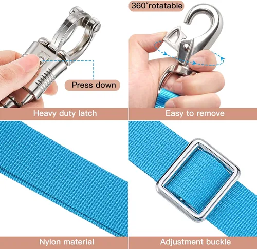 Miniatura 3 de Cross Ties for Horse,Heavy Duty Nylon Trailer Tie with Strong Panic Snap and Bull Snap,Adjustable Length from 45.2" to 78.7",Professional Horse Azul