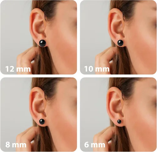 Miniatura 4 de 681011mm Black Pearl Stud Earrings for Women - 925 Sterling Silver Hypoallergenic Earrings Jewelry Gift