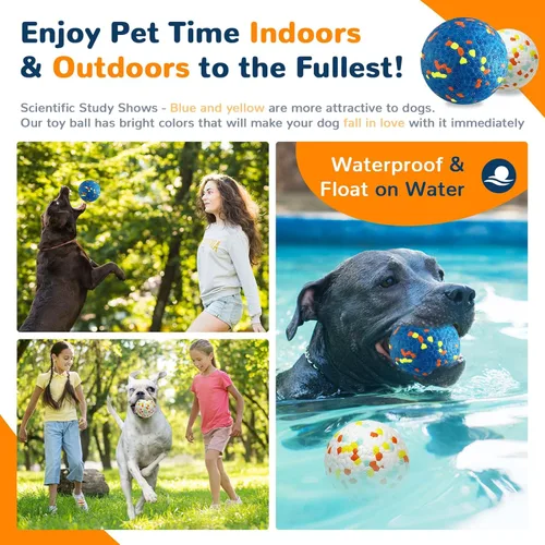 Miniatura 2 de Petcare Paquete de 2 pelotas para perros, juguetes para masticadores agresivos, pelotas de tenis indestructibles para perros medianos y grandes