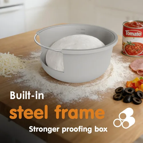 Miniatura 4 de 3 recipientes apilables de silicona para prueba de masa de pizza con tapas, caja a prueba de masa de pizza de 23.7 fl oz para la cocina del hogar