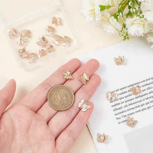 Miniatura 3 de BENECREAT Colgantes de latón chapado en oro de 18 quilates para collar y aretes, Latón, Latón Mariposa
