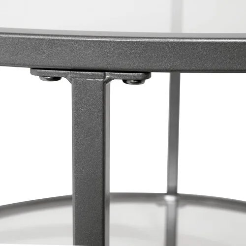 Miniatura 4 de Camber Elite - Juego de mesa auxiliar redonda de metal y vidrio, 35 pulgadas