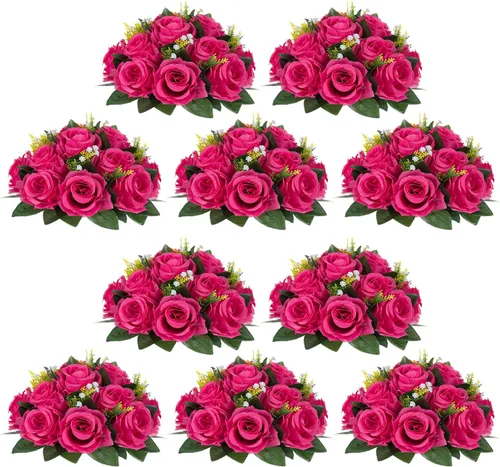 Miniatura 55 de NUPTIO Centros de mesa de flores blancas para mesas: 6 piezas de arreglo de bolas de flores artificiales para fiesta de boda, rosa floral falsa