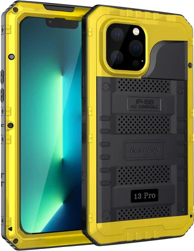 Beasyjoy - Funda resistente al agua para iPhone 13 Pro, cubierta protectora de cuerpo completo con protector de pantalla integrado, funda de metal
