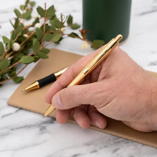 Miniatura 2 de Dayspring Pens - Juego de bolígrafos y lápices personalizados Monroe chapados en oro de 18 quilates. Grabado personalizado con tu nombre, gran
