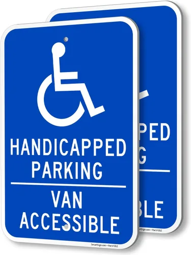 SmartSign Cartel con texto en inglés "Aparcamiento para discapacitados - Accesible para furgonetas", compuesto de aluminio de 120 mil de grosor