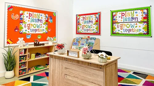 Miniatura 2 de Sproutbrite Carteles educativos de juego y aprendizaje de 13.5 x 39 pulgadas, 2 carteles de profesores, carteles motivacionales para el aula