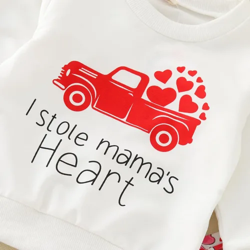 Miniatura 5 de Toddler Winter Long Sleeved Valentine's Day Letter Tops Love Car Print Flare Pants 2pcs School Shirts for Teen