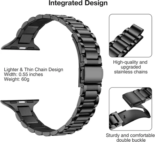 Miniatura 3 de WFEAGL Correas delgadas de metal compatibles con Apple Watch de 1.65, 1.57, 1.5, 1.46 pulgadas (Series 11 10) para mujeres, pulseras delgadas
