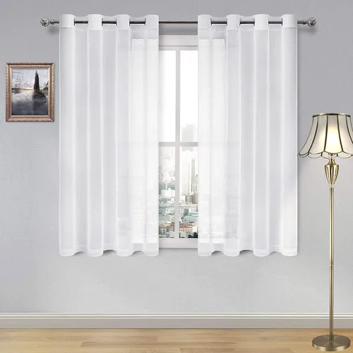 Miniatura 64 de DWCN Cortinas traslúcidas color verde frijol para sala de estar y dormitorio - Cortinas voile con aspecto de lino sintético con ojales en la parte