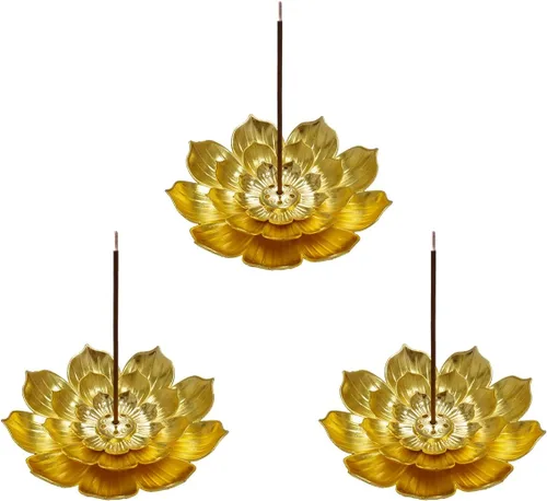 Miniatura 7 de Soporte para incienso, recogedor de cenizas desmontable Lotus, dorado
