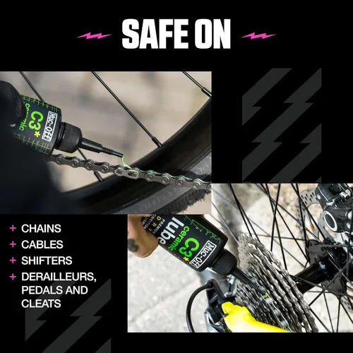 Miniatura 4 de Muc-Off C3 lubricante de cadena de cerámica en seco, 120 mililitros - Lubricante de cadena de bicicleta premium con tinte trazador UV - Formulado