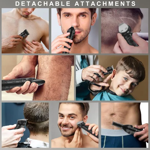 Miniatura 7 de Hatteker Kit de aseo 8 en 1 para hombre, recortadora de hoja en T sin brecha, IPX7 impermeable, juego inalámbrico con cortapelos/recortadora