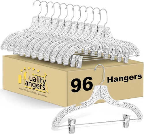 Miniatura 10 de Perchas de Plástico Transparente de Calidad para Faldas - Paquete de 24 Perchas de Plástico Duradero de Corte Cristalino para Pantalones y Vestidos