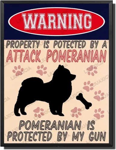 Miniatura 30 de LIUAXICIA Letreros divertidos de metal con texto en inglés "Warning Property is Potected by A American Bulldog is Protected by My Gun" The Coffee