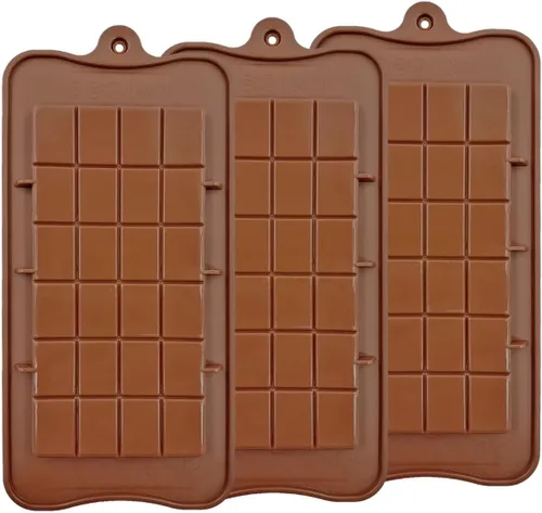 Molde antiadherente de silicona para chocolate, de grado alimenticio y barras energéticas (3 moldes de barra de chocolate, juego de 3) (3)