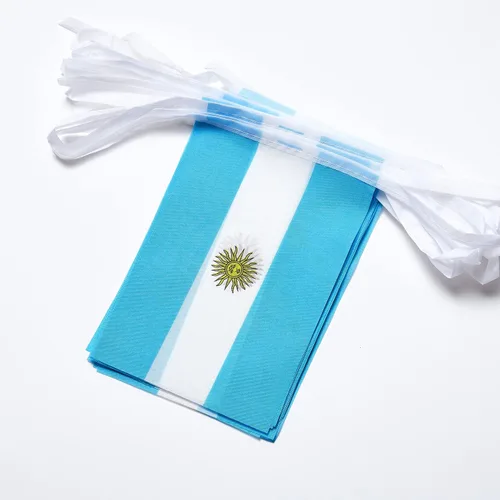 Miniatura 2 de WXTWK Banderas argentinas pequeñas pequeñas banderines para decoración de festivales (50 pies 38 banderas)