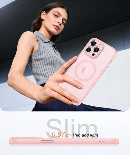 Miniatura 331 de FNTCASE Funda para iPhone 17 Pro: Fundas delgadas translúcidas de color azul claro compatibles con MagSafe, protección completa de la cámara
