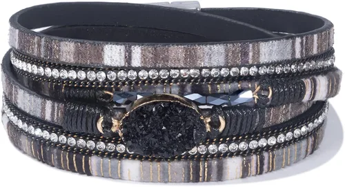 Miniatura 169 de FANCY SHINY - Pulsera de cuero estilo bohemio, pulsera de cuentas de cristal con cierre magnético, regalos de joyería para mujer