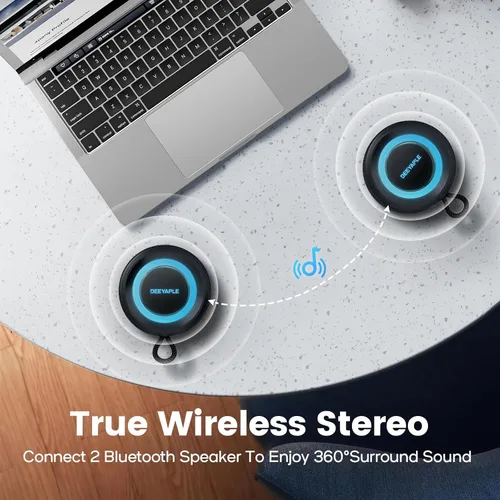 Miniatura 6 de Altavoz Bluetooth inalámbrico, IP67 impermeable y a prueba de polvo altavoz portátil con luces, sonido estéreo fuerte de 15 W, batería de 2500 mAh