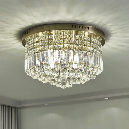 Miniatura 14 de Saint Mossi - Lámpara de araña de cristal K9 moderna de 9 luces, montaje empotrado, perfecto para comedor, baño, dormitorio, base de bombilla E12