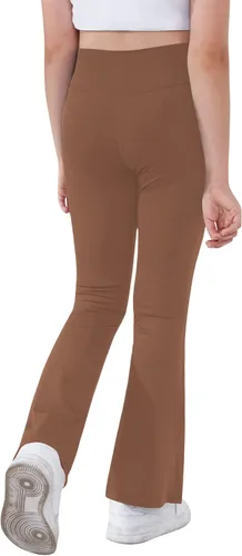 Miniatura 22 de Pantalones de yoga para niñas, cintura cruzada, pierna ancha, pantalones acampanados de entrenamiento de cintura alta