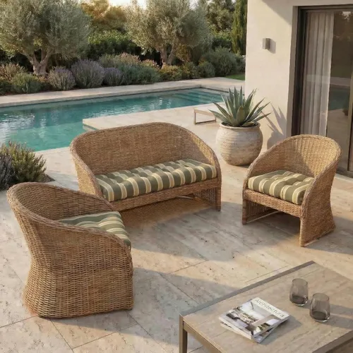 Miniatura 68 de RSH DECOR: Sunbrella 3-Piece Tufted Wicker Cushion Set 44" x 22" & 22" x 22" Outdoor Loveseat & U-Shaped Seat Cushions Crafted with