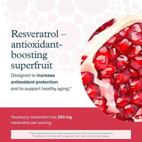 Miniatura 4 de Youtheory Resveratrol Fórmula antioxidante avanzada - Suplemento antioxidante premium con mezcla de superfrutas - Contiene ResVida - Sin lácteos