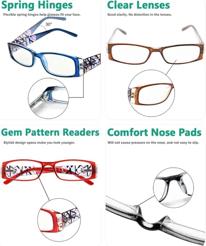 Miniatura 4 de Eyekepper Paquete de 5 lentes de lectura para mujer con bisagras de resorte LookCrystal Aeropittura