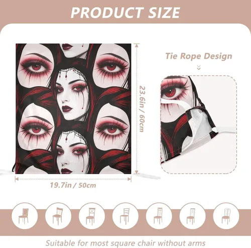 Miniatura 2 de Dorm Desk Chair Cover Washable for Home Decor Set of 6 Home Decor Chair Covers cubre sillas para comedor Goth Red Black Halloween Beauty Demon
