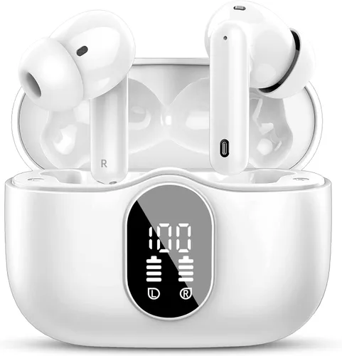 Btootos Auriculares Inalámbricos Bluetooth 5.4 Audífonos Estéreo con Graves Auriculares Intrauditivos con Micrófono con Cancelación de Ruido Blanco