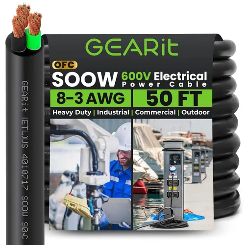 Miniatura 23 de GEARit Cable de alimentación portátil 6/3 6 AWG (100 pies - 3 conductores) SOOW 600V Cable eléctrico de calibre 6 para derivaciones de motor, luces