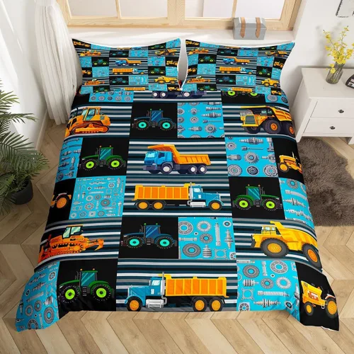 Miniatura 9 de Erosebridal Funda de edredón de vehículos de dibujos animados tamaño individual para niños y niñas, juego de ropa de cama Kawaii de helicóptero
