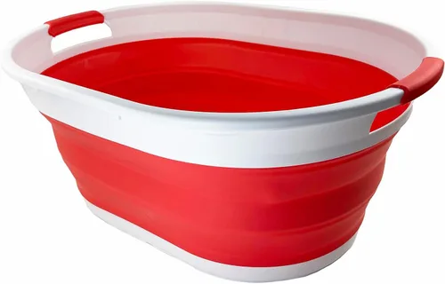 Miniatura 2 de SAMMART Cesta plegable de plástico para lavandería de 39L (10.3 galones), tina de lavado plegable, fácil almacenamiento y ahorro desplegable