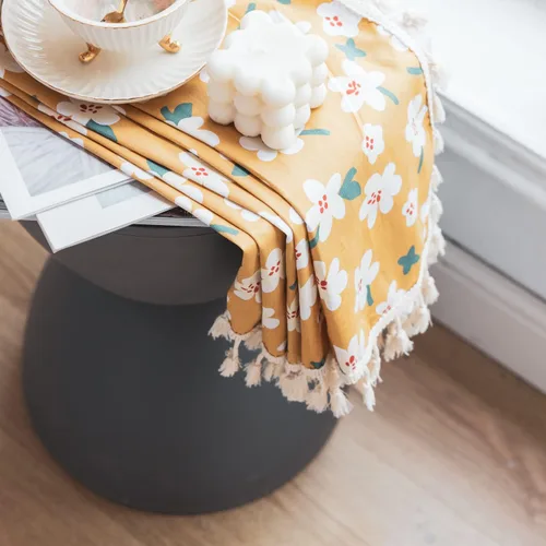 Miniatura 79 de Deeprove Cortinas bohemias para dormitorio, rayas huecas de ganchillo crema y estampado floral, tela de lino de algodón, con borlas beige bohemias