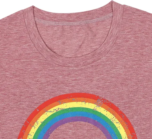 Miniatura 3 de Camisa de arco iris para mujer, camiseta de orgullo con estampado de arco iris, camisetas casuales de manga corta, Arco iris