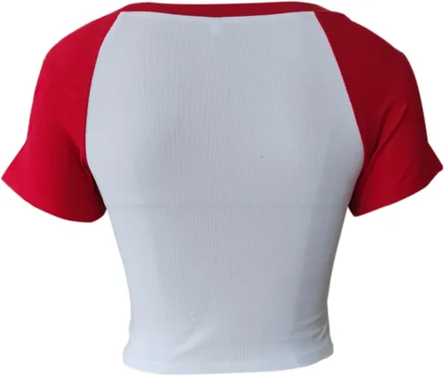 Miniatura 2 de Avanova Camiseta de manga corta con estampado de letras para mujer, cuello redondo, ajustada
